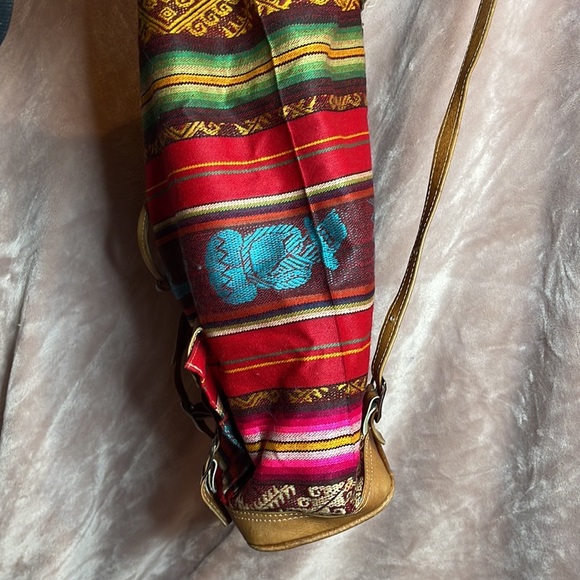 Aztec Leather and canvas backpack/ single shoulder bag - Picture 6 of 16